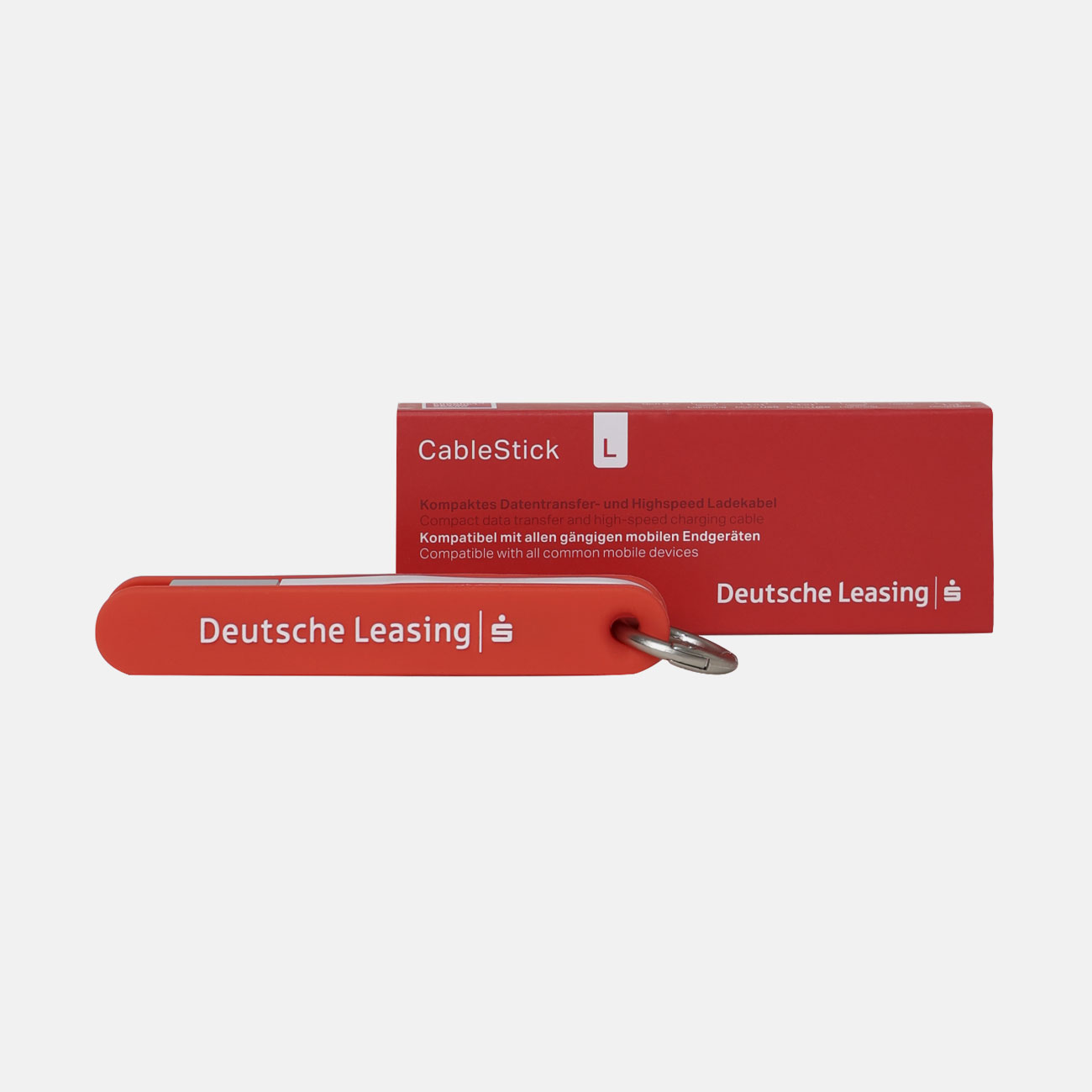 meori Cable Stick mit individuellem Branding für Deutsche Leasing und Sparkasse