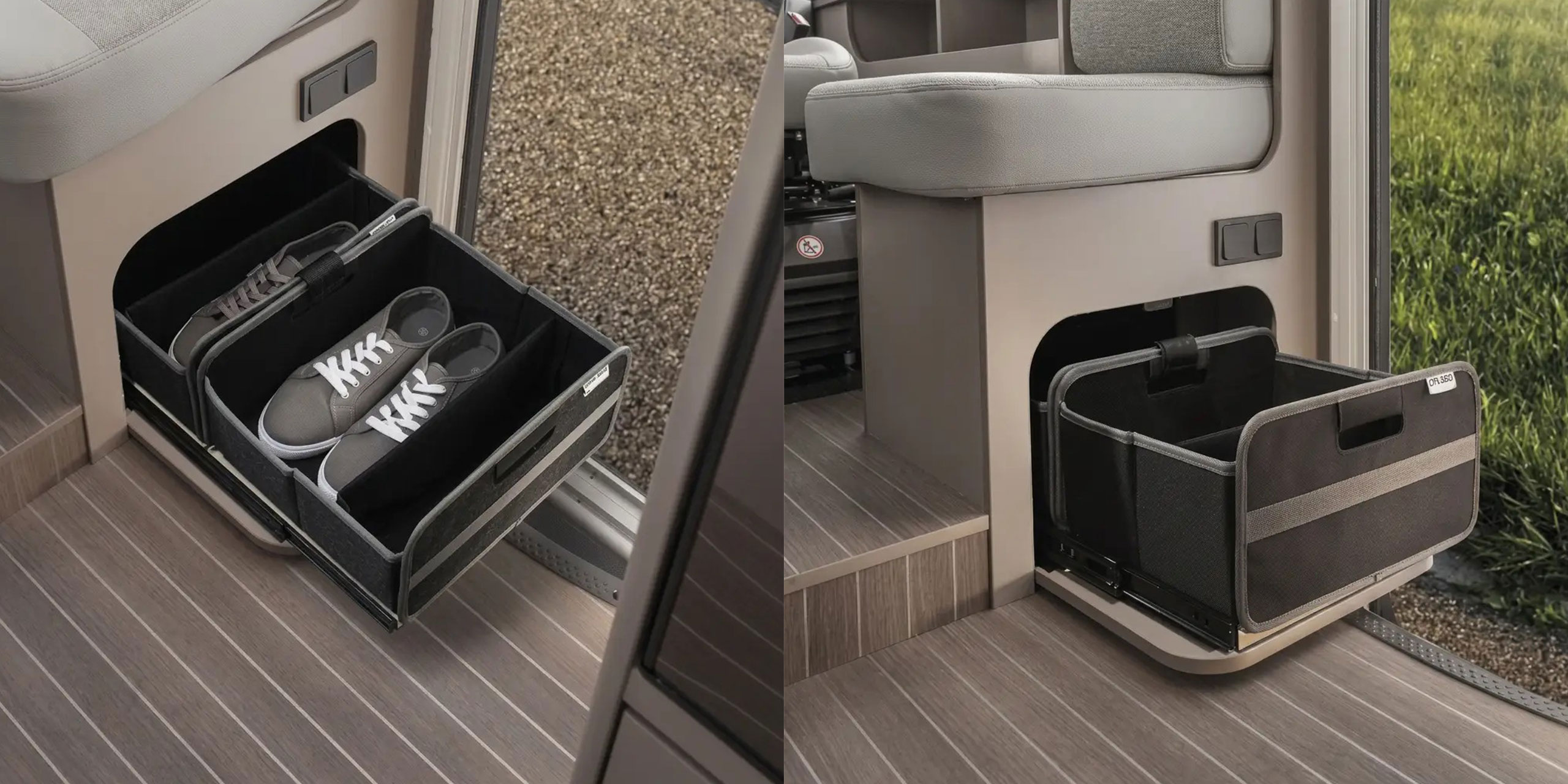 Faltbox mit Ausziehfunktion im Camper der Erwin Hymer Group