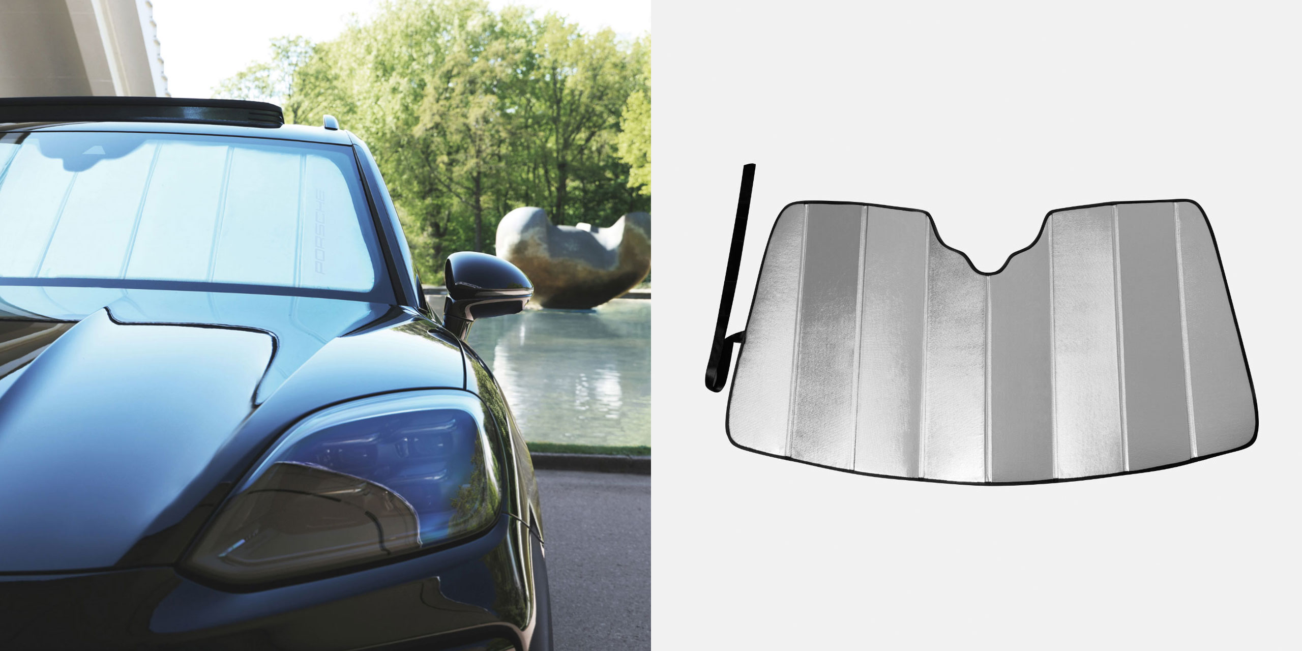 Porsche Sonnenschutz – faltbare Sonnenblende von meori für HERMEY
